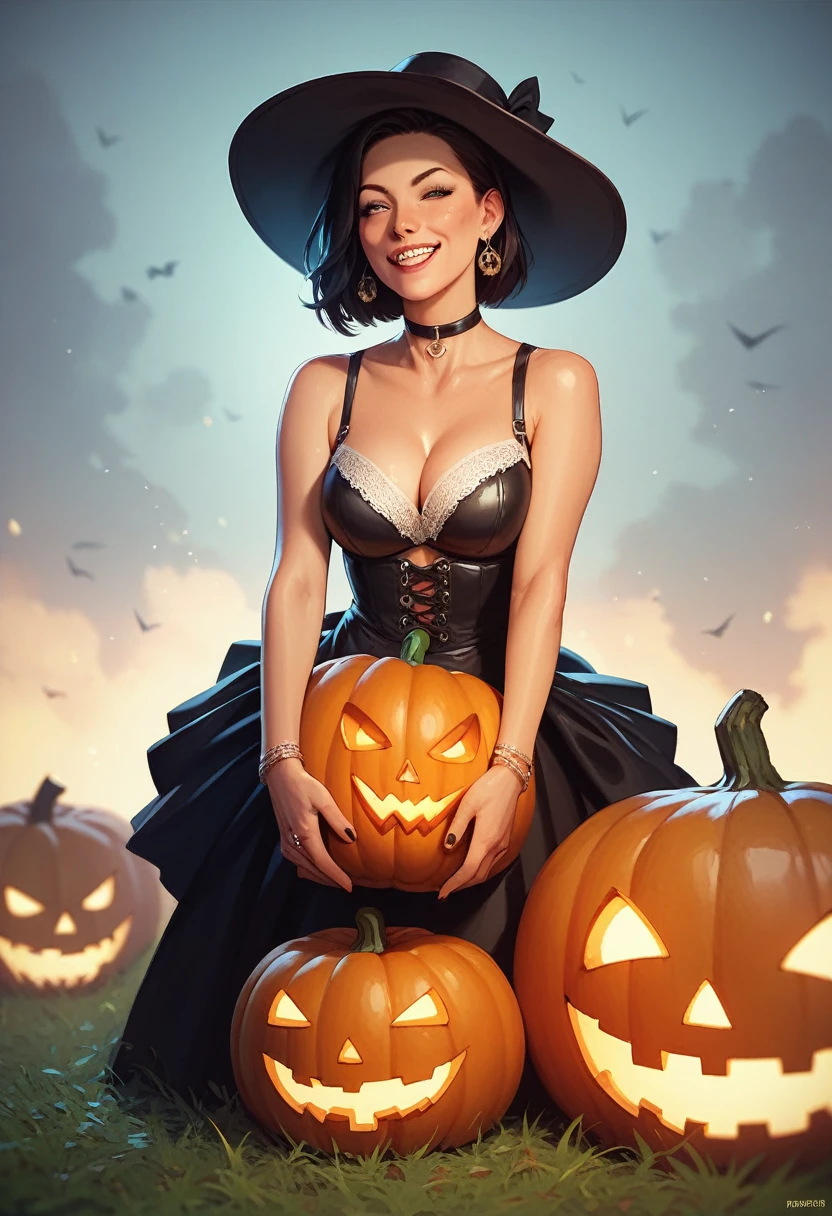 Pumpkin with human face emerging from it