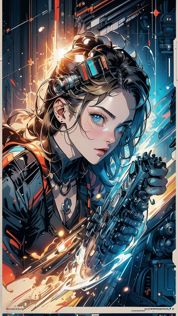 (((masterpiece, highest quality))),(((solo:1.2))),(((1girl:1.2))),32k wallpaper, very detailed, poster, vintage science fiction,(((((geometric cinematic movie poster))))), (bauhaus), shape,(((abstract))),(mid century modern),movie poster,(((((portfolio))))),(((((Close-up))))),(((((bust up))))),((((more various angle)))),(((highlight))),((((heterochromia)))),(((complete. detailed face))),(((Extremely talented))),(((((most complecated machine))))),(Cleavage),(((((unlimited mechanic Workaholic))))),(((Absolutely detailed Mighty machines background)))