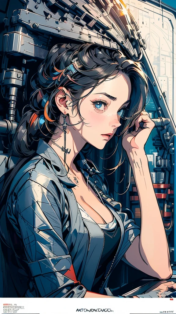 (((masterpiece, highest quality))),(((solo:1.2))),(((1girl:1.2))),32k wallpaper, very detailed, poster, vintage science fiction,(((((geometric cinematic movie poster))))), (bauhaus), shape,(((abstract))),(mid century modern),movie poster,(((((portfolio))))),(((((Close-up))))),(((((bust up))))),((((more various angle)))),(((highlight))),((((heterochromia)))),(((complete. detailed face))),(((Extremely talented))),(((((most complecated machine))))),(Cleavage),(((((unlimited mechanic Workaholic))))),(((Absolutely detailed Mighty machines background)))
