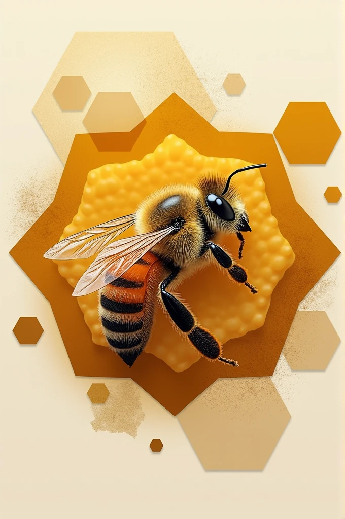 Make a hexagon collage with honeybee picture inside of hexagon shape