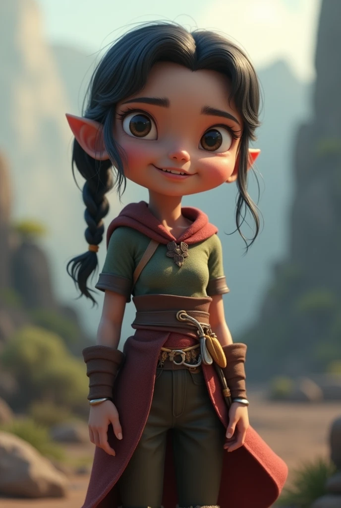 In cinematic 3D cartoon style " calm and determined, stands in the foreground