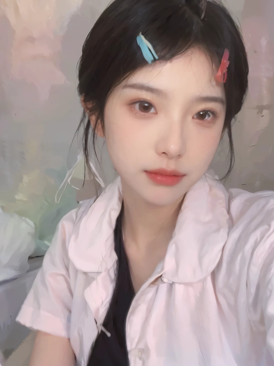 8K,Best quality, masterpiece, ultra high res, (photorealistic:1.4), raw photo, (Authentic skin texture:1.3), (film grain:1.3), (selfie angle),1girl,beautiful detailed eyes and face,masterpiece, best quality,close-up,upper bod,