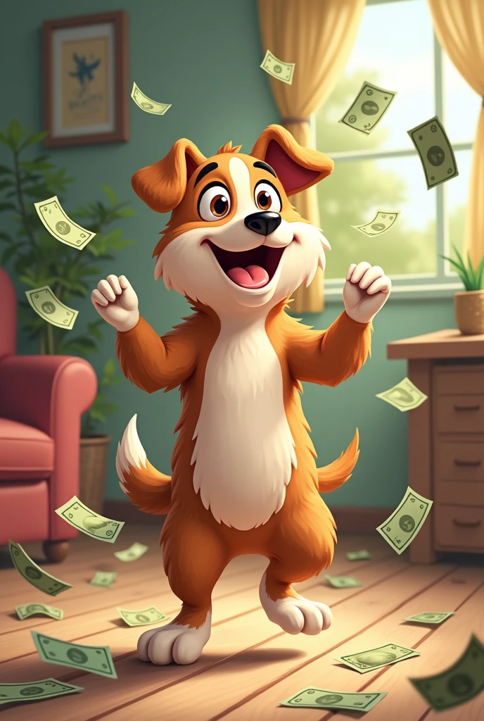with money the dog dances