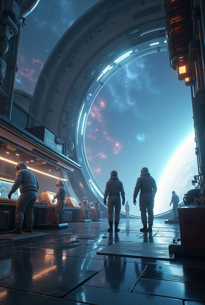 Future science working in outer space
