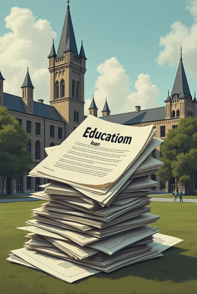 Draw a picture of a college loan. The inscription must be in Uzbek "Education loan"