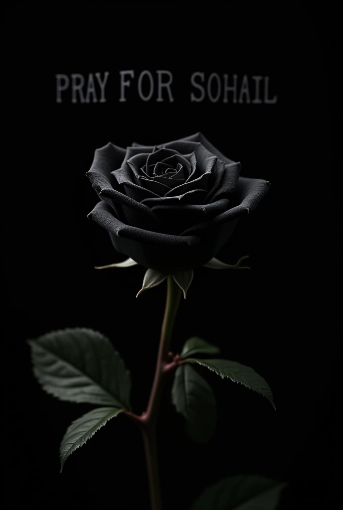 PRAY FOR SOHAIL for A GOOD HEALTHwrite this on black background with black Rose