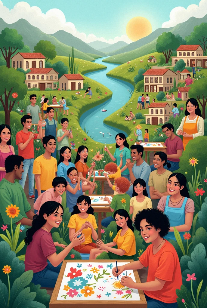Healthy community drawing, with creativity