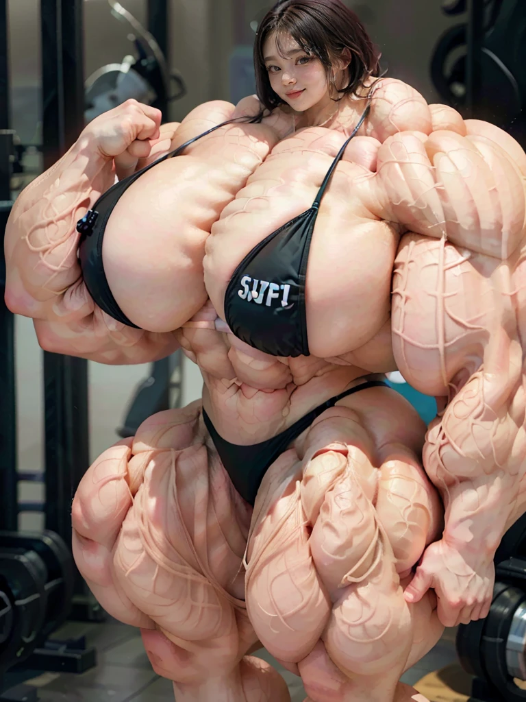 8k、Highest quality、High resolution、Very detailed、(((Bright lighting)))、Full body photo、One girl、Black Hair、(((Short Hair)))、smile、tall、(((black bikini:1.5)))、(((female bodybuilder:1.5)))、(((Big Tituscular)))、(((Hyper huge Muscle:1.5)))、(((Incredibly large muscles:1.5)))、(((Extremely large muscles:1.5)))、huge、(((Huge body:1.5)))、((Long legs))、(((very thick paws)))、(((Expanding Body)))、(((Huge body)))、(((An immeasurably large body:1.5)))、(((Very small face)))、(((Unusually developed super huge breasts:1.5)))、(((Super Heavy Muscle:1.5)))、(((Hyper Heavyweight Muscle:1.5)))、(((Super huge body:1.5)))、(((Unreasonably small face:1.5)))、(((An extraordinary large body:1.5)))、(((Ergonomics)))
