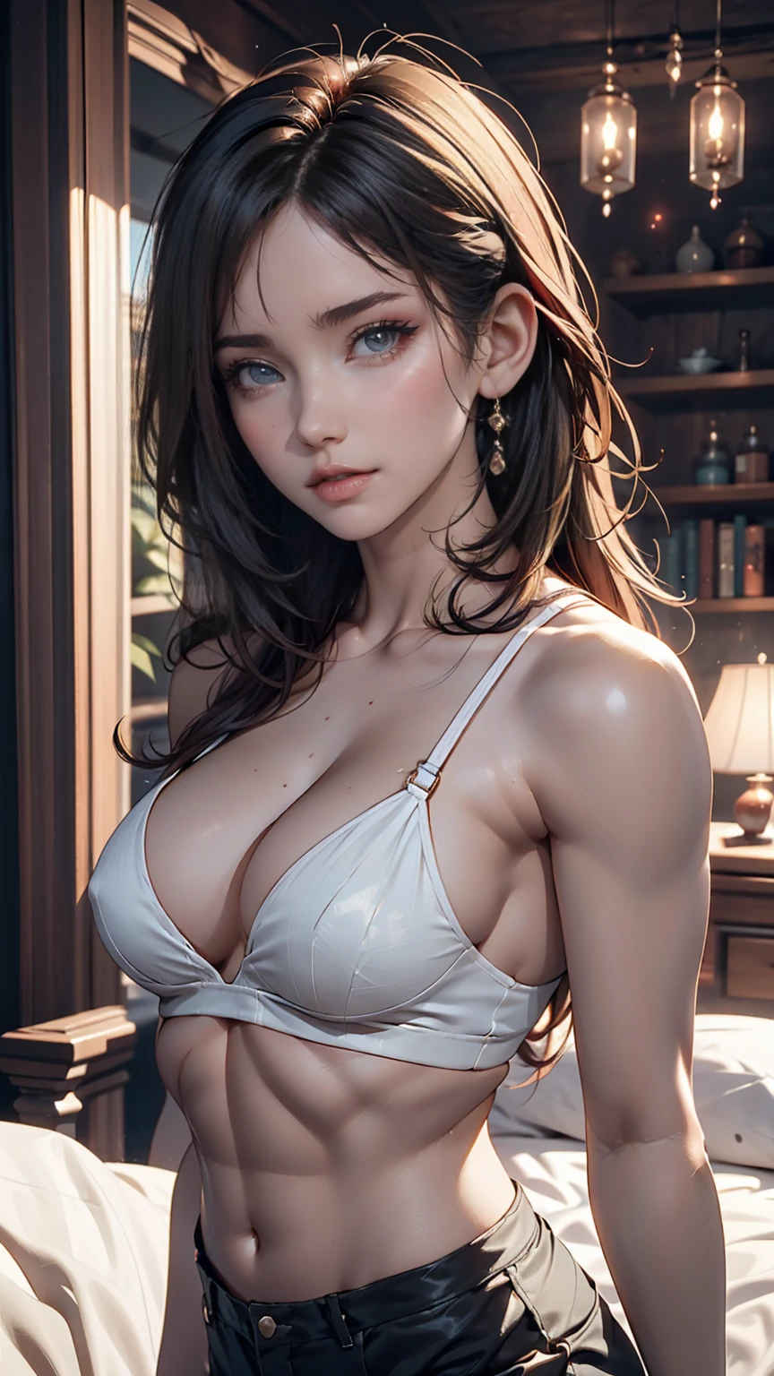 a (voxelpalace:1)、24-year-old woman、Attractive Young Woman, (Beautiful Face:1.1), Detailed eyes, Seductive lips, (eye make up:1.2), (Medium chest:1.0), (Toned body:1.2), Sexy proportions、Narrow waist