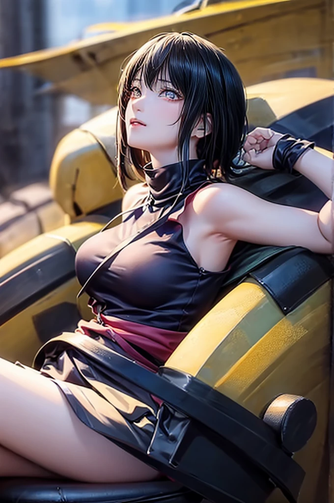 (Highest quality, High resolution:1.2), One girl, Beautiful attention to detail, Beautiful lip detail, Highly detailed eyes and face, Long eyelashes, Moderate:oil, Vibrant colors, High resolution, Studio Lighting, Ultra-fine painting, Sharp focus, Physically Based Rendering, Very detailed explanation, Portraiture, Curved body, Big Breasts, Perfect shape, Show your armpits, In-person audience, Sweaty, nice, Raise the hand, Half-body photo, Displayed in full frame, Sleeveless turtleneck