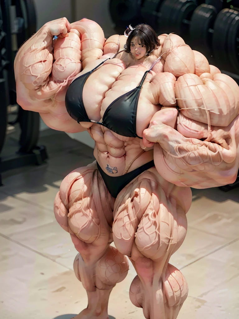 8k、Highest quality、High resolution、Very detailed、(((Bright lighting)))、Full body photo、One girl、Black Hair、(((Short Hair)))、smile、tall、(((black bikini:1.5)))、(((female bodybuilder:1.5)))、(((Big Tituscular)))、(((Hyper huge Muscle:1.5)))、(((Incredibly large muscles:1.5)))、(((Extremely large muscles:1.5)))、huge、(((Huge body:1.5)))、((Long legs))、(((very thick paws)))、(((Expanding Body)))、(((Huge body)))、(((An immeasurably large body:1.5)))、(((Very small face)))、(((Unusually developed super huge breasts:1.5)))、(((Super Heavy Muscle:1.5)))、(((Hyper Heavyweight Muscle:1.5)))、(((Super huge body:1.5)))、(((Unreasonably small face:1.5)))、(((An extraordinary large body:1.5)))、(((Ergonomics)))