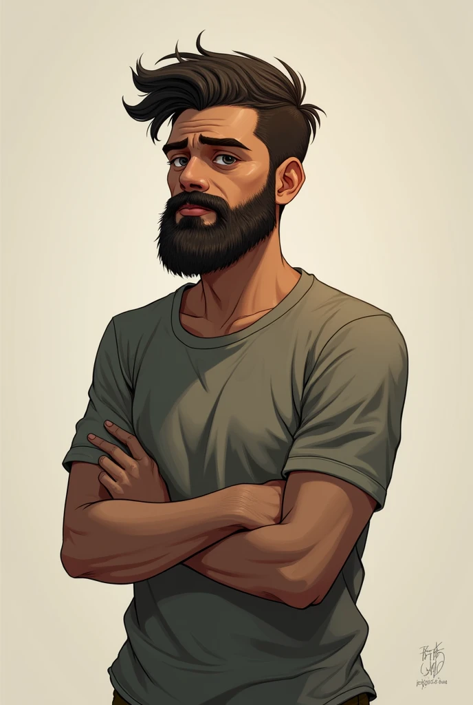 Full body of boy with beard