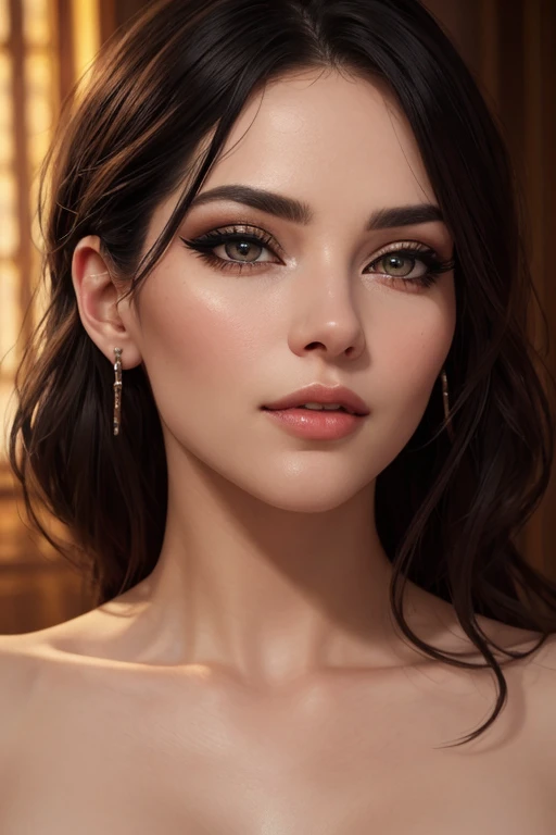 a lewd woman with piercing eyes, beautiful detailed eyes, beautiful detailed lips, extremely detailed face, long eyelashes, captivating gaze, alluring expression, serene mood, elegant pose, enchanting aura, cinematic lighting, vibrant colors, dramatic contrast, high quality, photorealistic, intricate details, nsfw  erotic masterpiece