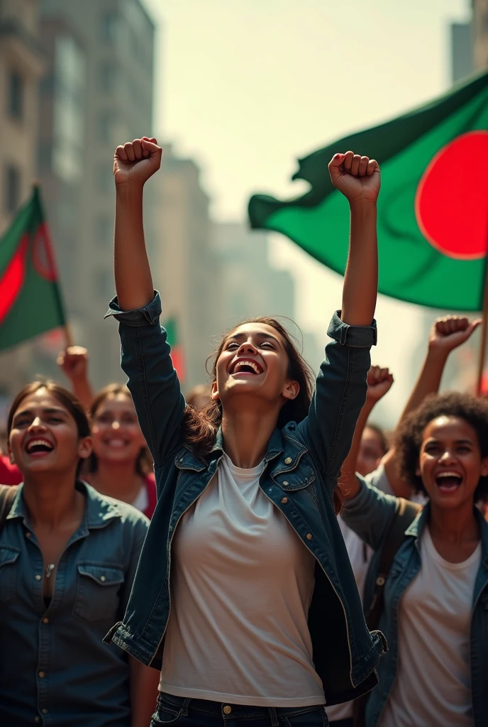 বৈষম্যবিরোধী ছাত্র আন্দোলনের victory with national flag of Bangladesh and give this citation হার না মানা বাংলাদেশ।