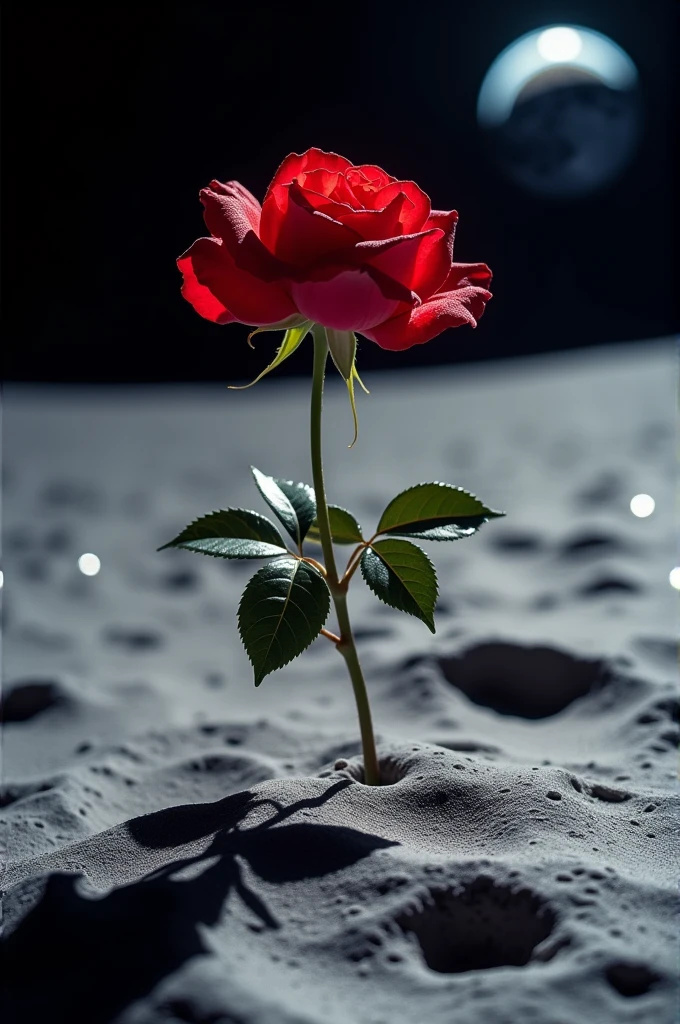 Photo of a rose on the moon
