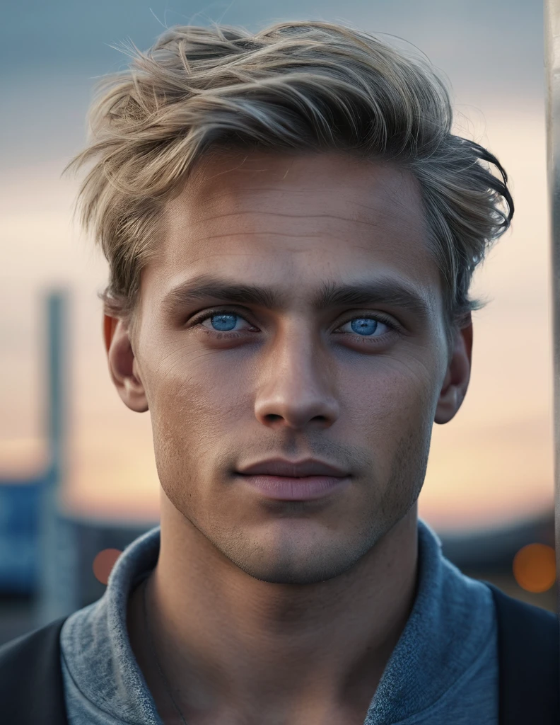 Man. Dark brown-blonde hair. Light skin. Dark Blue-grey eyes. Pole nationality. 30 years old., (best quality,4k,8k,highres,masterpiece:1.2),ultra-detailed,(realistic,photorealistic,photo-realistic:1.37),cinematic composition,beautiful scenery,moody,atmospheric,vibrant colors