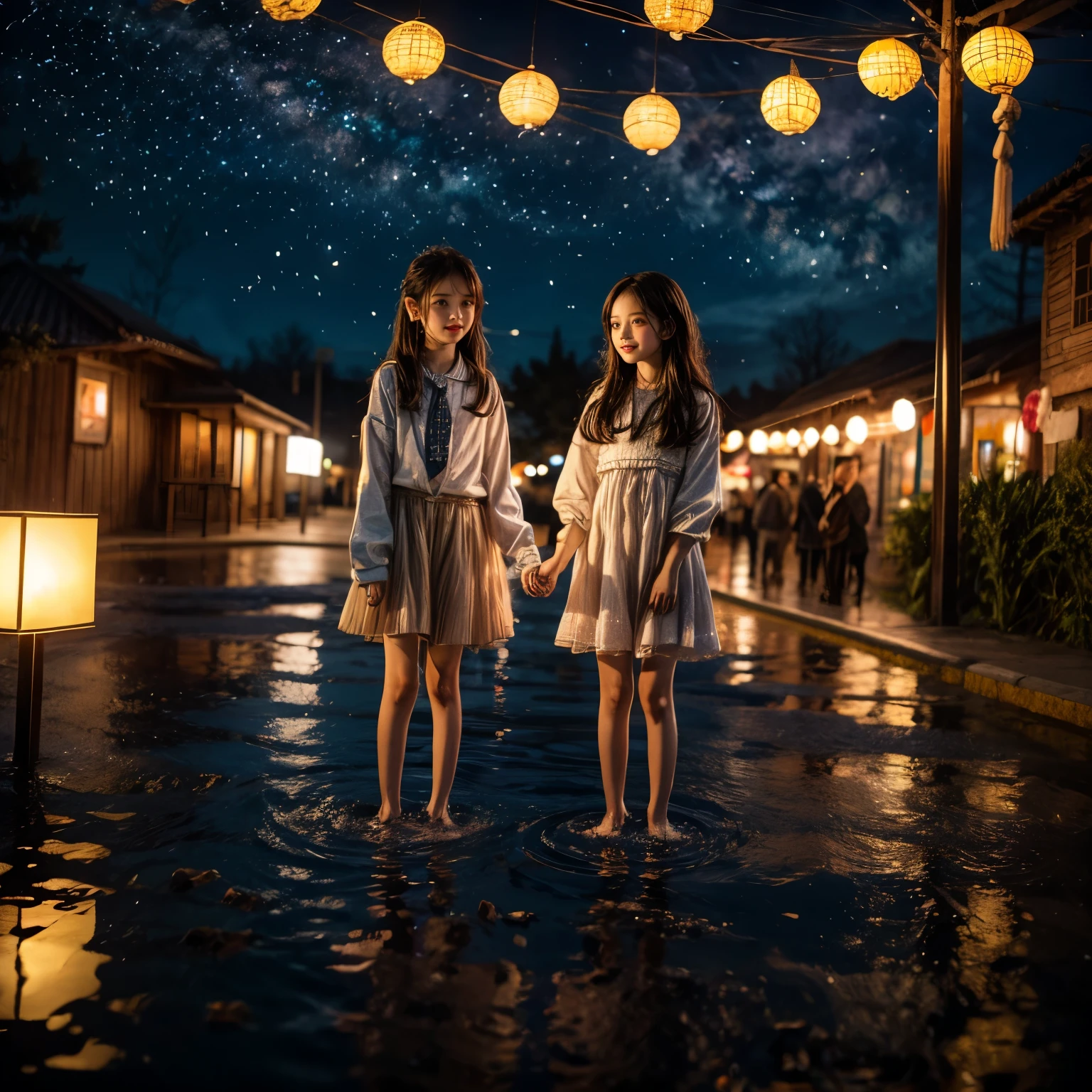 SFW, ExtremelyDetailed (Joyful Kids in Kidzania), perfect face, Reflective Eyes, Detailed(Delicate Clothing textures), PerfectHand with Childish 4Fingers and one Thumb, Corrected Leg to Foot Line, ((Starry Colorful Lights)), ((Specular Reflection:1.32)), TopQuality 8K Ultra-detailed masterpiece (ProfessionalPhoto:1.37)(Acutance:0.8),(Luminism)