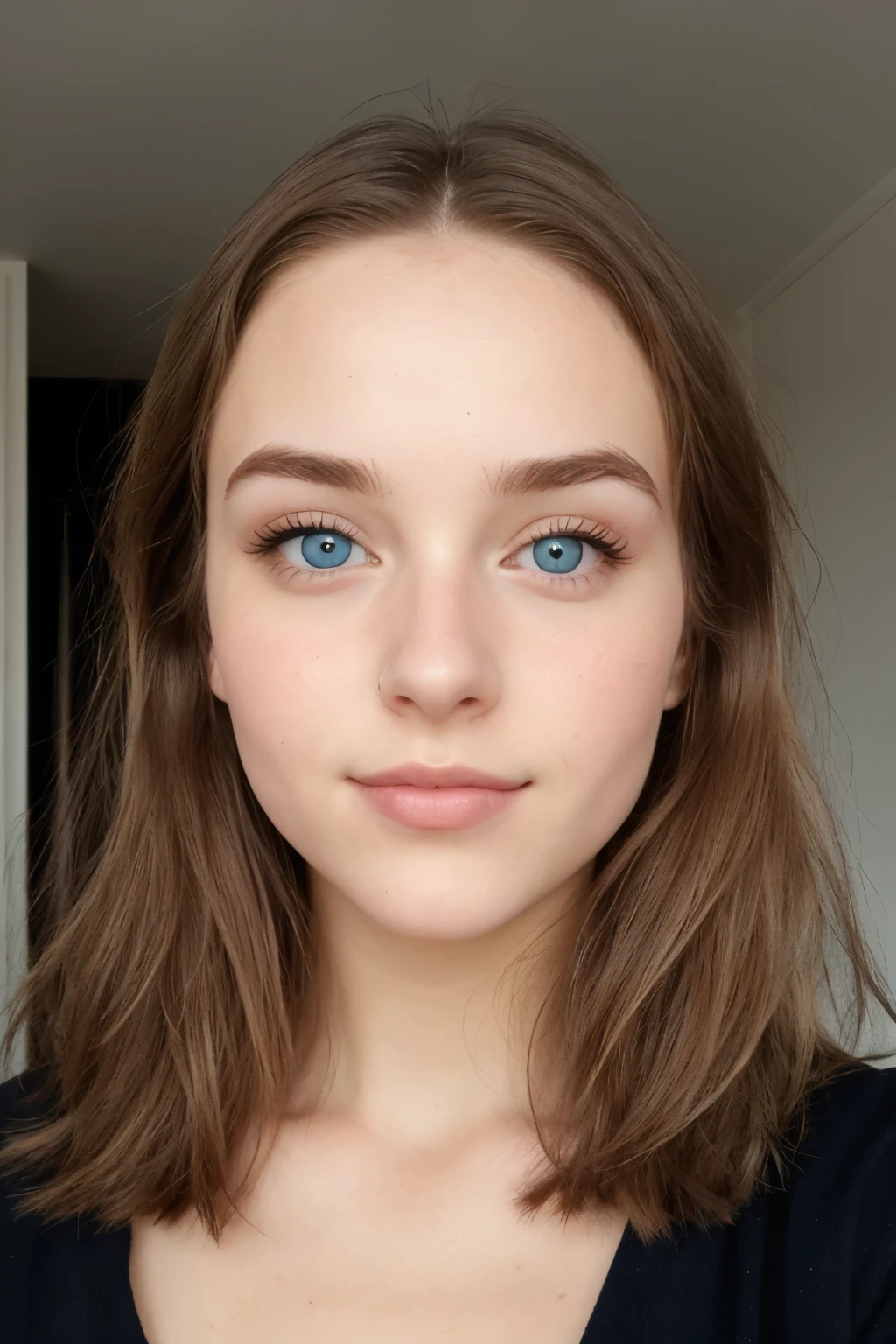 Femme scandinave de 18 ans, magnifique, visage parfait, regarder le spectateur, (Porter du maquillage), (Yeux très détaillés), (porter l'uniforme scolaire catholique), (mini-jupe à carreaux), (chaussettes blanches), bois un thé