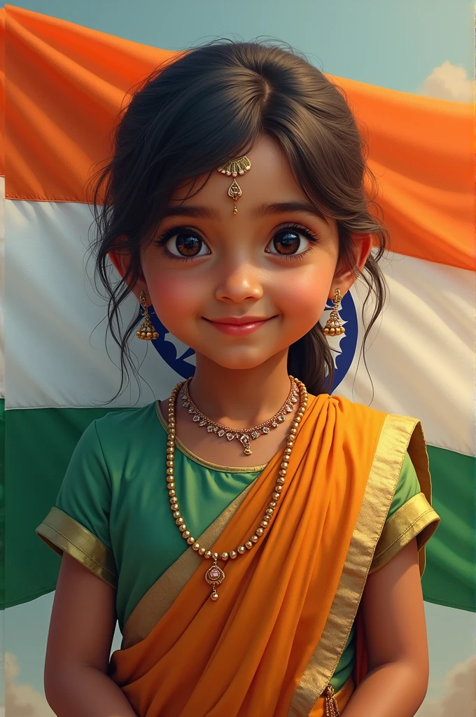 Little krisha with Indian flag