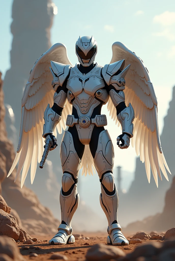 White falcon ranger with zords and wepon