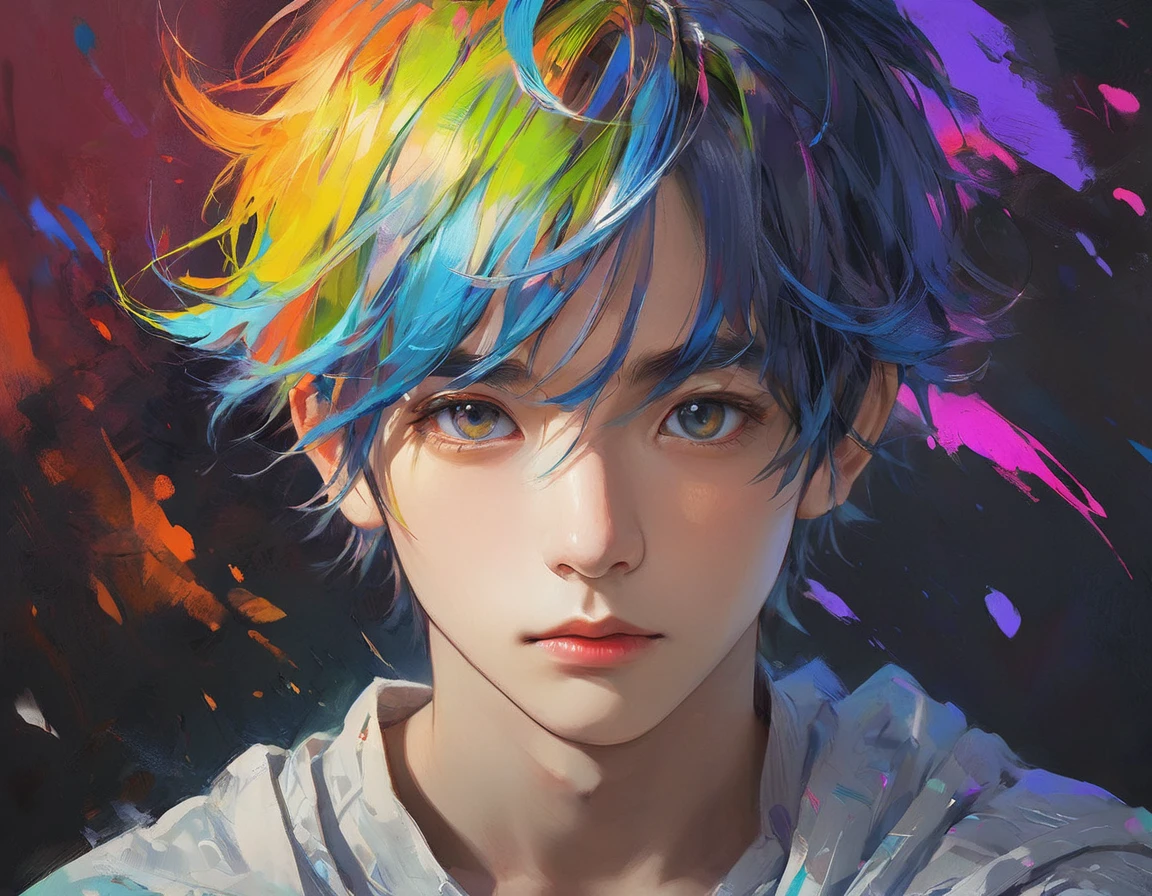 (masterpiece, Highest quality:1.2), One boy, alone, portrait, extra colors