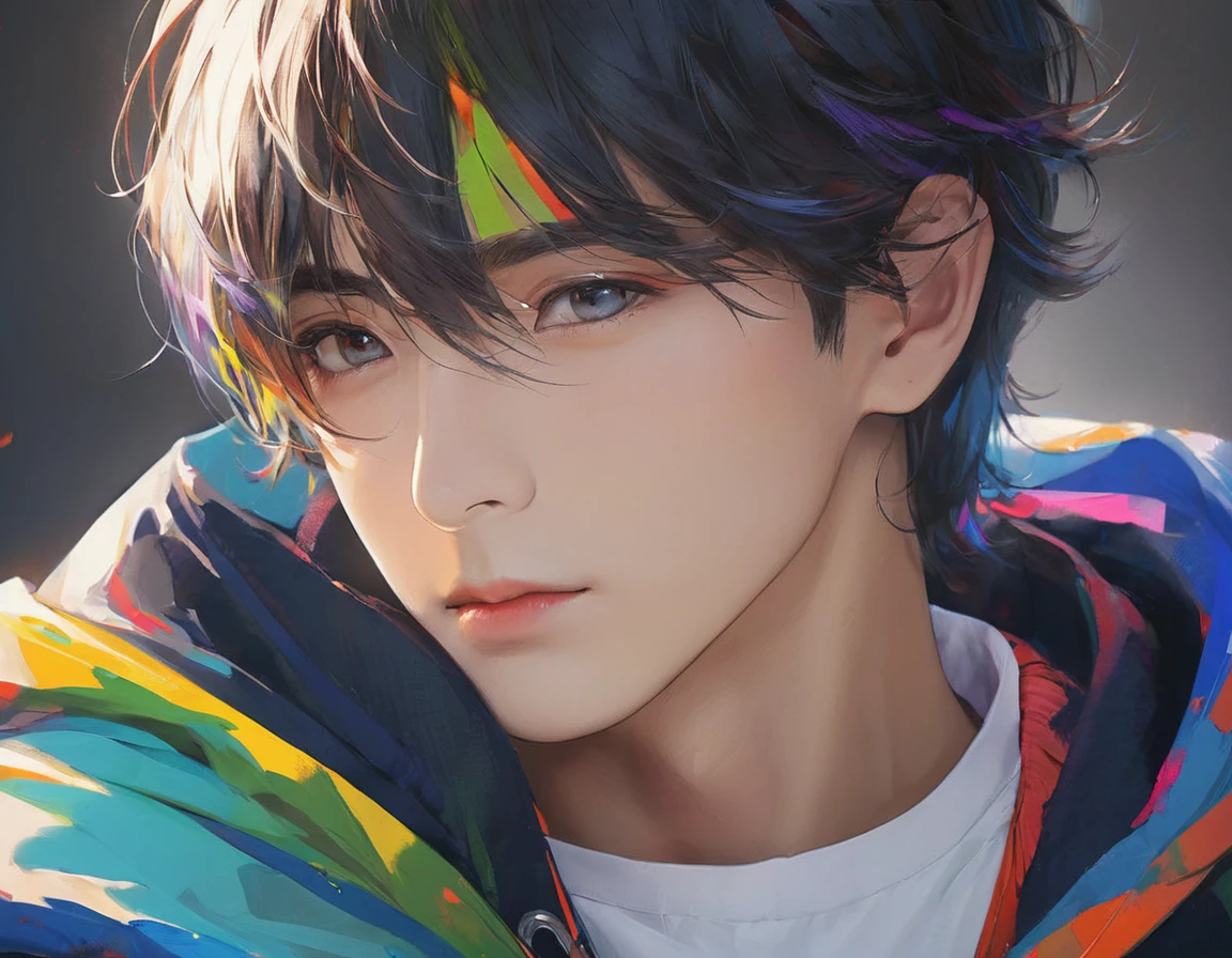 (masterpiece, Highest quality:1.2), One boy, alone, portrait, extra colors