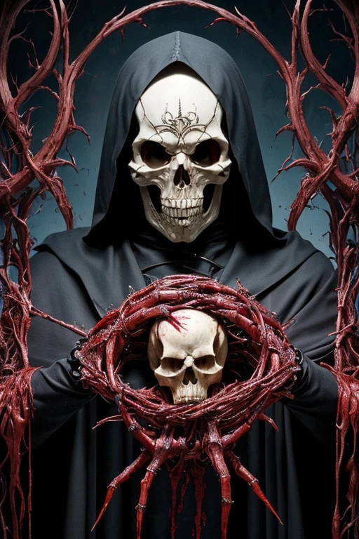 (masterpiece, Highest quality: 1.2), Super detailed, Highest detail, (ボディHorror: 1.4), (Biomachine: 1.3), (Bloody: 1.2), Living things, (colorful: 1.2), Hans Giger, Many Hands, (Tangled: 1.2), Skull-bashing,grim Reaper，Horror，