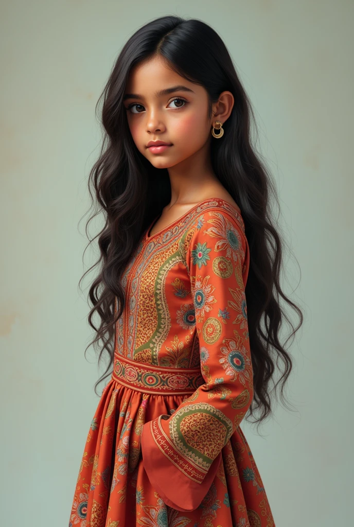 Indian girl standing frock wearing full body realistic