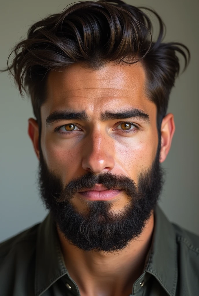Above 18 boy with beards and brown eyes