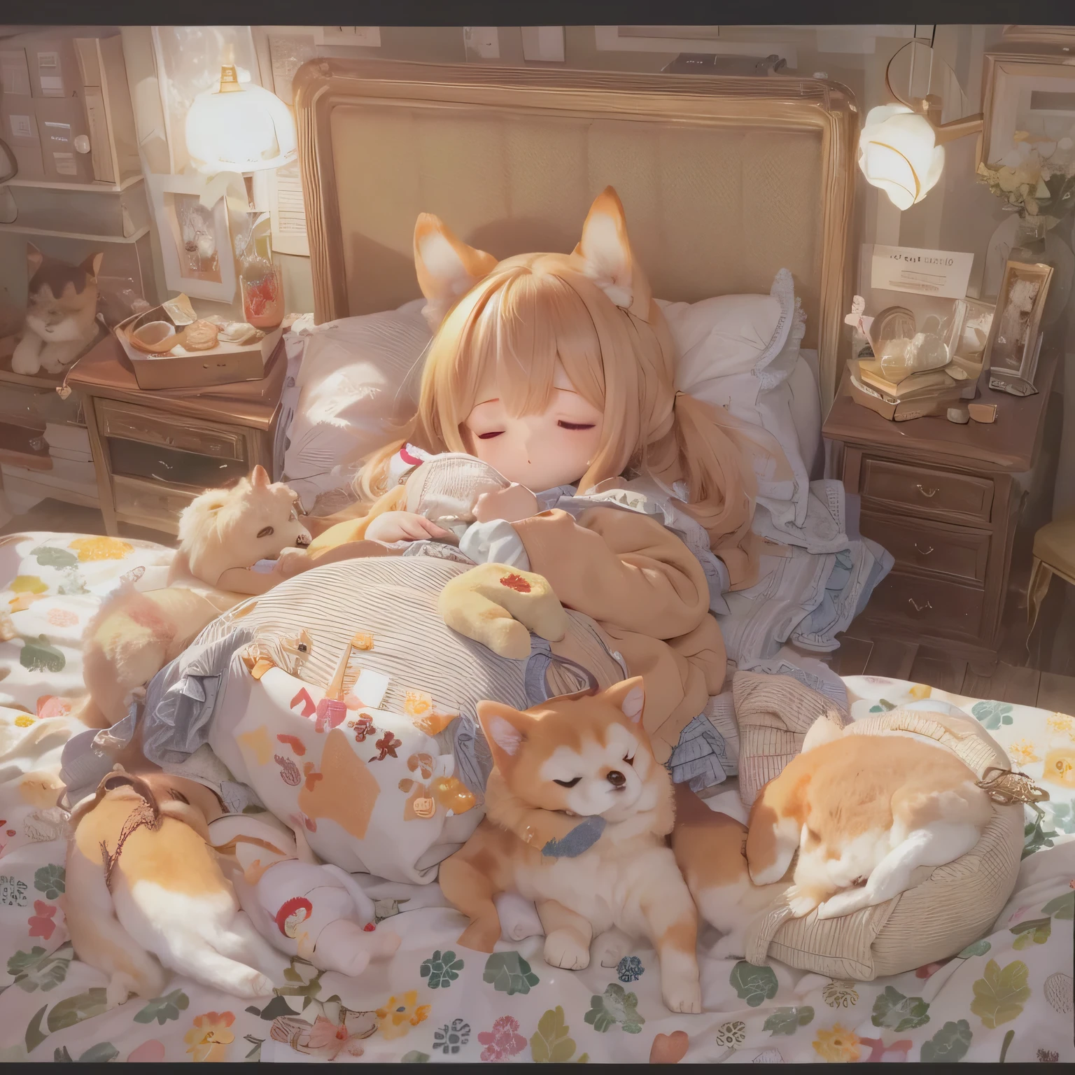 Shiba Inu Girl、Sleeping in bed
