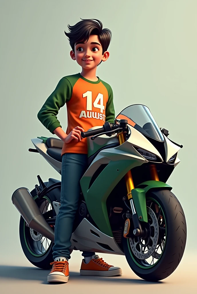 A 13 year old boy wearing 14 august shirt with super bike and his name was Abdul Wahab