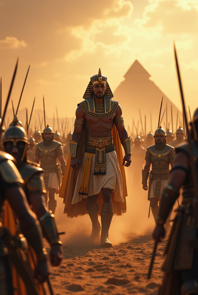 Egyptian pharaoh engaged in a war.