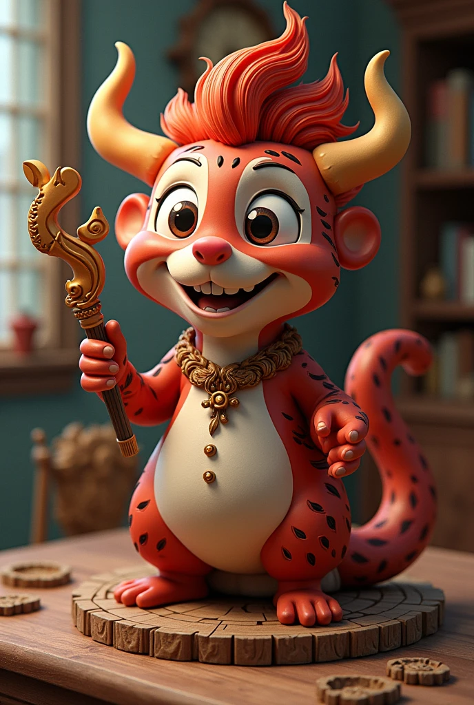 Create in cinematic 3D cartoon style. decorated with intricate carvings and