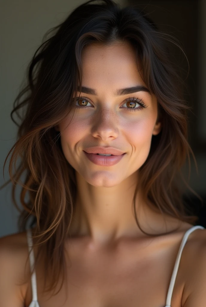 belle brune nue, vagin visible, visage très fin, hispanique, corps entier, photo d'identité, très détaillé, 20 ans, cheveux désordonnés, yeux bruns, haute résolution, jolie lèvres, chef-d'œuvre, meilleure qualité, réaliste, réel, détails complexes, très détaillé, mise au point nette, peau détaillée, grain de peau réaliste, texture, yeux détaillés, professionnel, 4k, sourire, prise de vue sur Canon, 85mm, faible profondeur de champ, kodak vision color, ombre à paupières, extrêmement détaillé, photo_\(ultra\), photoréaliste, réaliste, post-traitement, détail maximum, rugosité, vie réelle, ultra réaliste, photoréalisme, photographie, 8k uhd, photographie