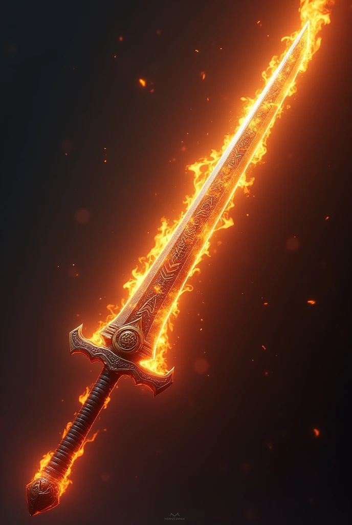 a railblade similar in design to a japanese odachi with a flaming arua