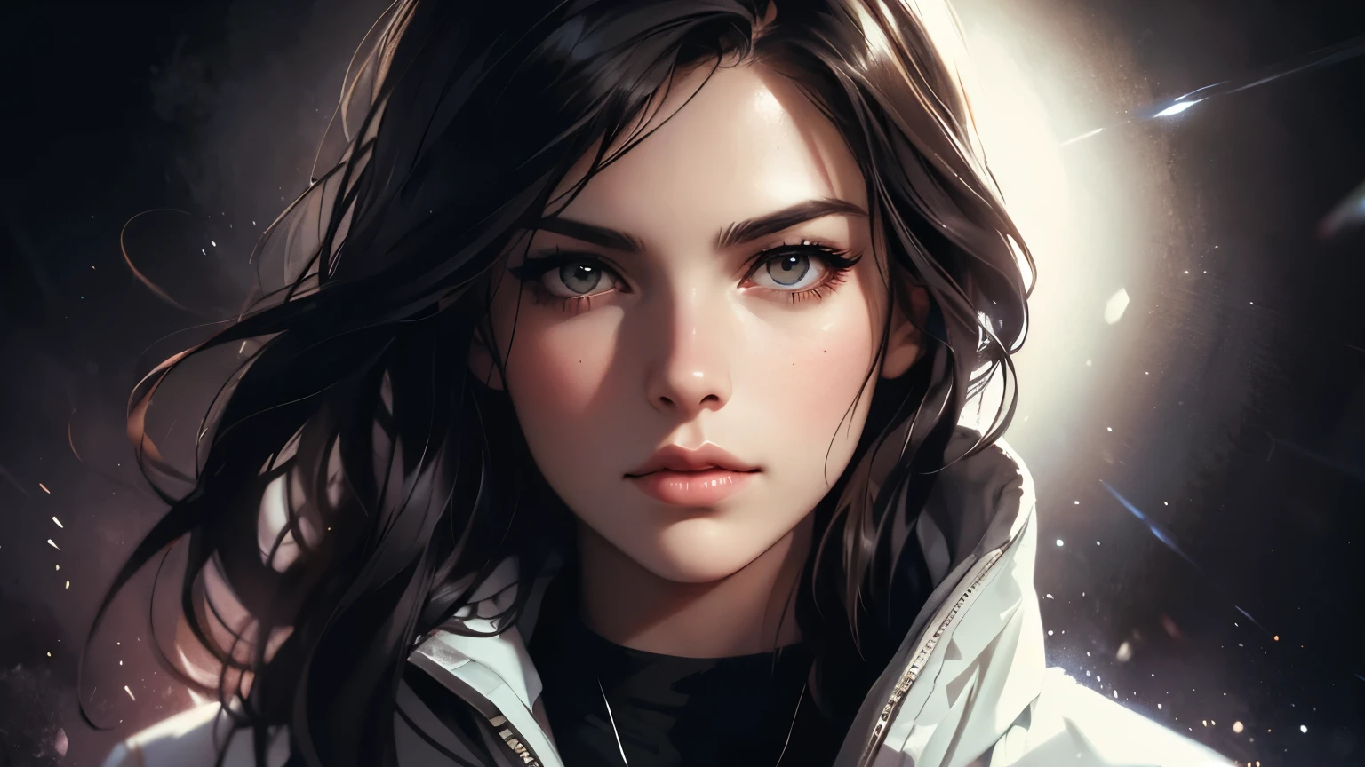 There is a woman with long hair and a jacket., Painting a portrait of Ross, Charlie Bowater&#39;s art style, Lost draw 1. 0, Character art by Charlie Bowter, Epic portrait illustration, cgsociety portrait, rossdraws Digital Painting, Close-up character portraits, Character Art Portraits, Amazing digital illustrations, Charlie Bowter&#39;s Style, Lost Draw 2. 0, Realistic art style