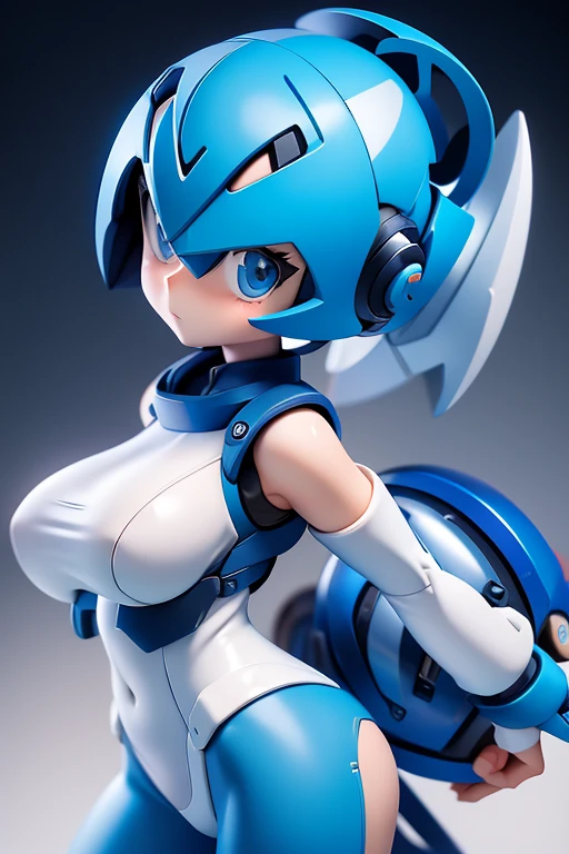 Rockman、Mega Man、 ,Young girl,Shortcuts、Shair、Character portrait、Big Breasts、Large Breasts、front view