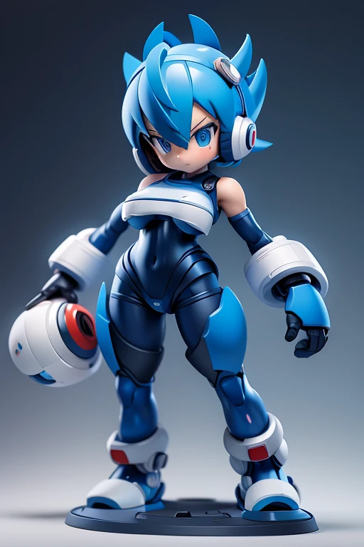 Rockman、Mega Man、Primary school students ,Young girl,Shortcuts、Short Hair、Character portrait、Big Breasts、Large Breasts、front view