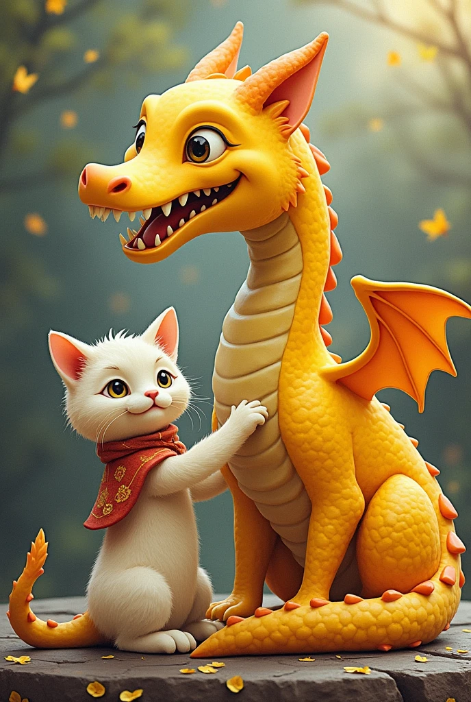 There is a picture of a cat and a yellow dragon.、crdThere is a sign with the word "