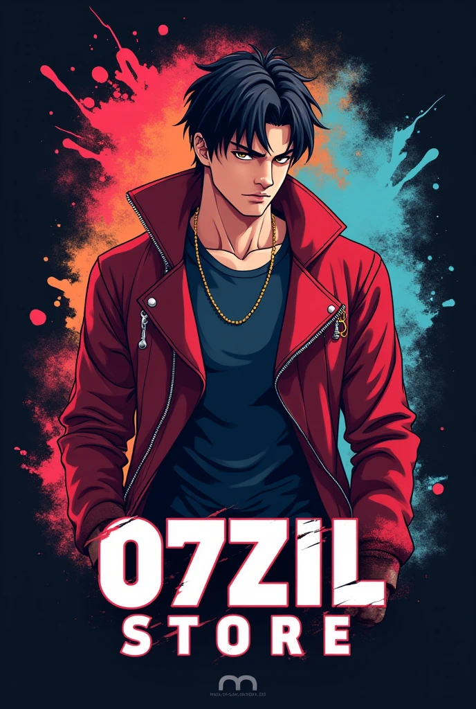 Anime art logo that says "07ZIL STORE" themed male behavior with good art