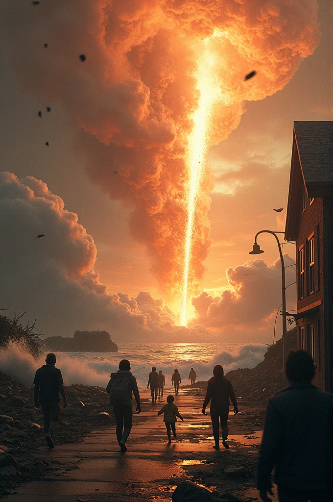 Earthquake, meteor fall, Tsunami