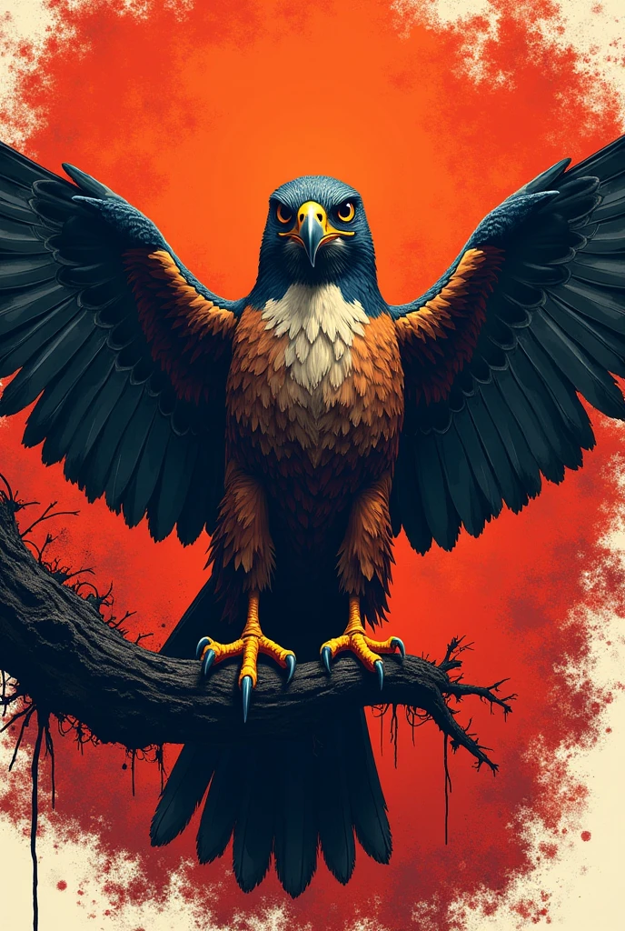 A cool dangerous falcon logo with boldly background and carntonish texture with its wings open for a pfp