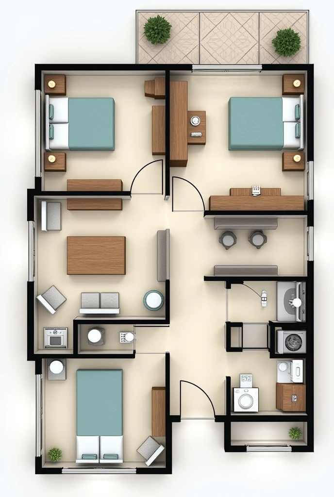 Show me some 2bhk flat layouts for apartment 
