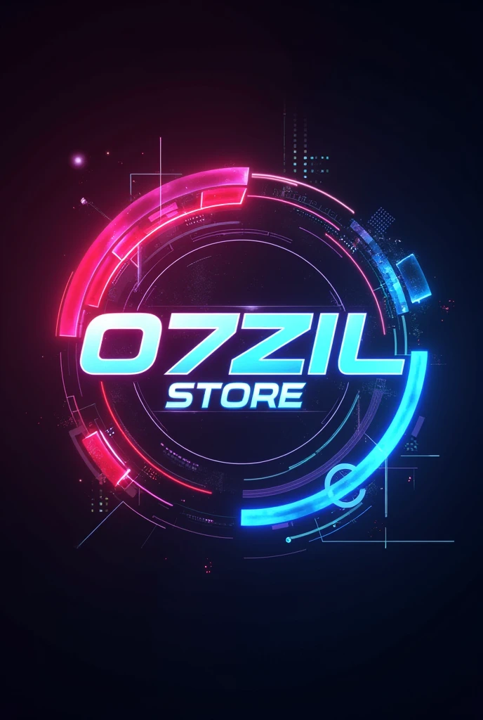 Anime art logo that says "07ZIL STORE" futuristic theme with nice art in red and blue