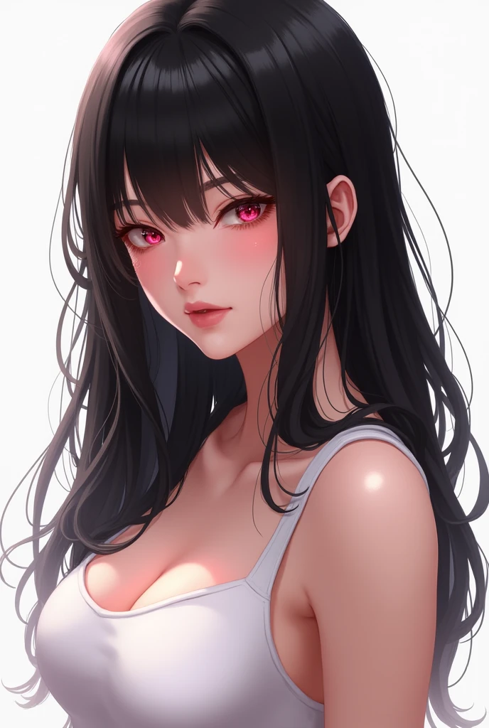 (((masterpiece))), (((best quality))), ((ultra-detailed)), (highly detailed CG illustration), Boa Hancock, (nsfw:1.4), (masterpiece:1.5), Detailed Photo, Sexy, (Best Quality: 1.4), (1girl), Beautiful Face, (Black Hair, long Hair: 1.3), Beautiful Hairstyle, beautiful detail eyes, (realistic skin), beautiful skin, absurd, attractive, ultra high resolution, high definition, (sexually aroused:1.5), Pinkish white skin, cool white light, sexy pose, Beautiful , white background, pink soft white light, Wear a white tank top,  nipple, wet nipple, pink nipples 