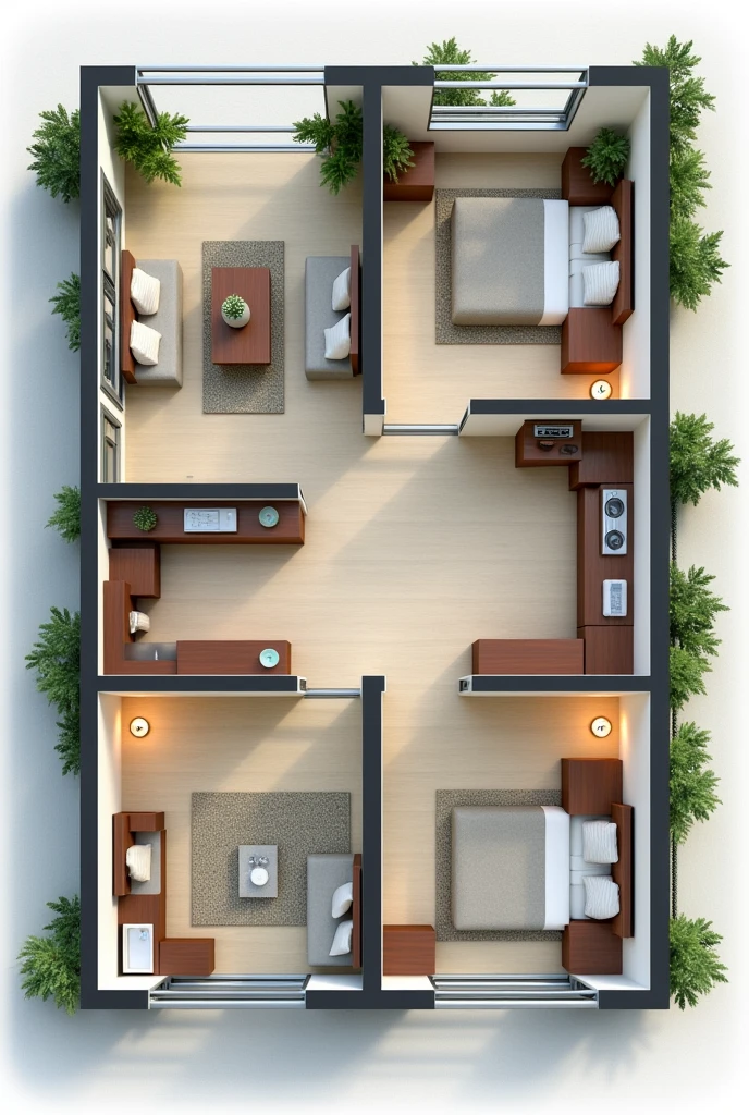 Show me some 1 bhk flat layouts for apartment