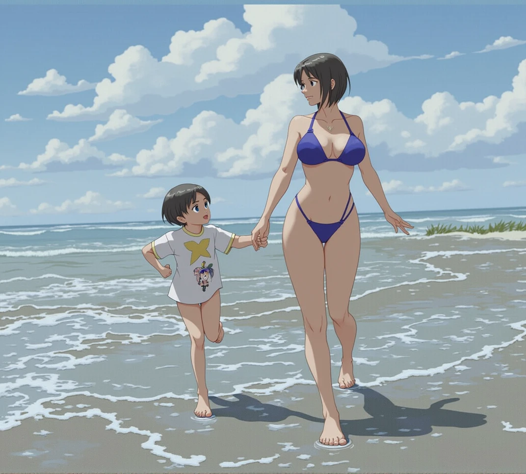 jumping girl hold breast while in air , bikini
