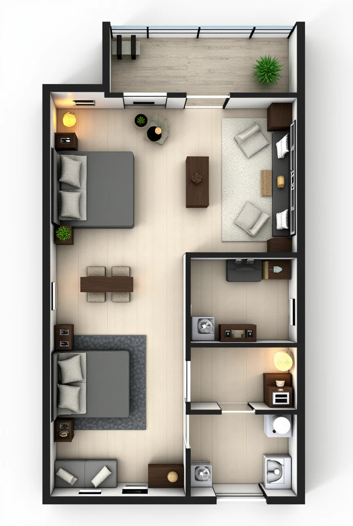 Show me some 1 bhk flat layouts for apartment 
