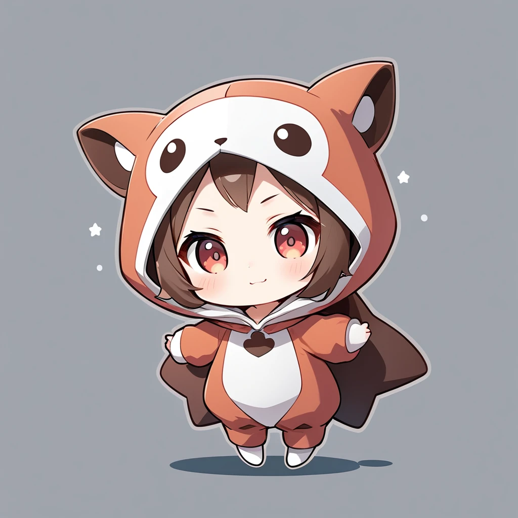 ultra-small deformation, Chibi Cute, 1girl, solo, full body, Flying in a flying squirrel costume, proud expression, simple background