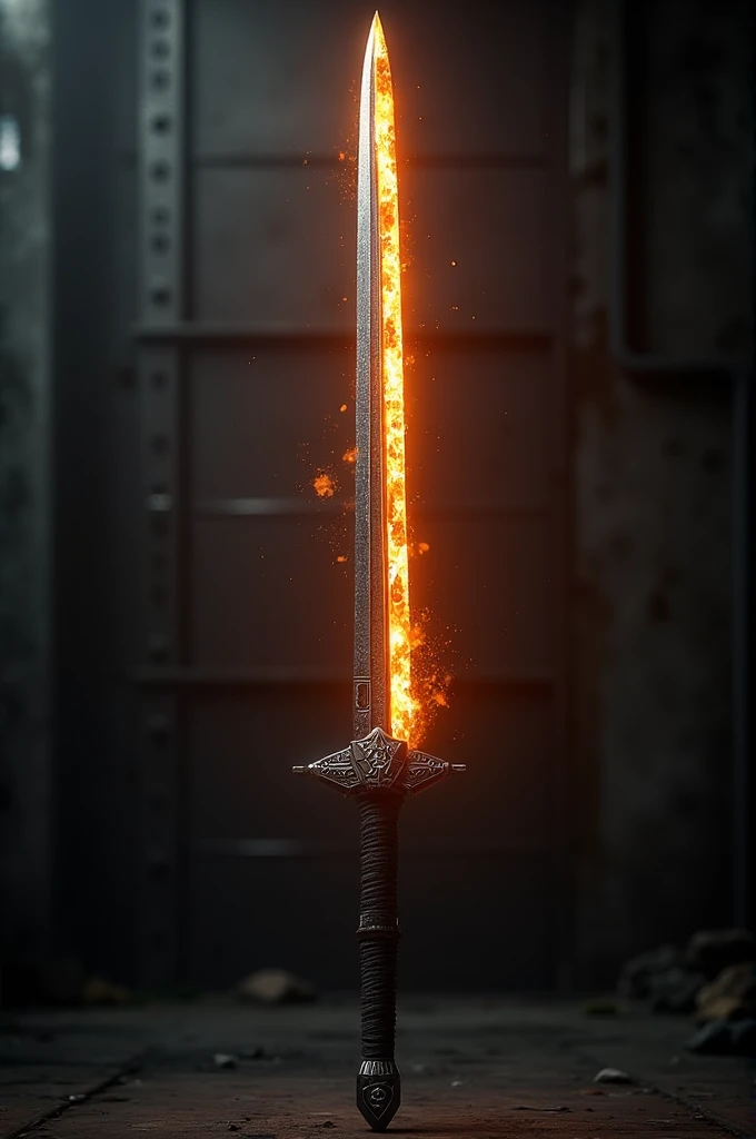 A mechnical sword similar in design to a japanese katana and powered by flames